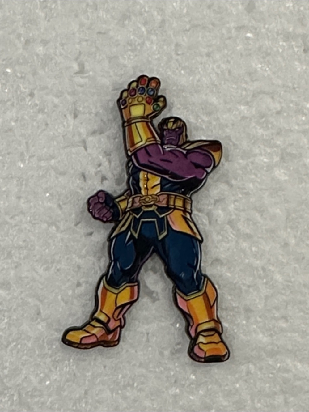 Purple & Gold Thanos Enamel Lapel Pin - Superhero Accessory
